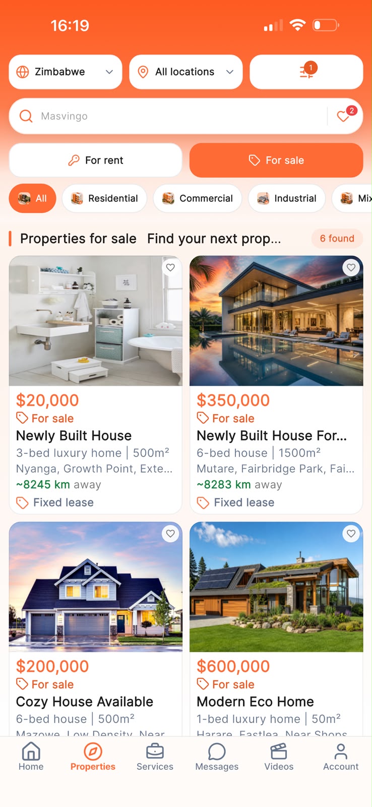 RentHub properties for sale with prices and locations