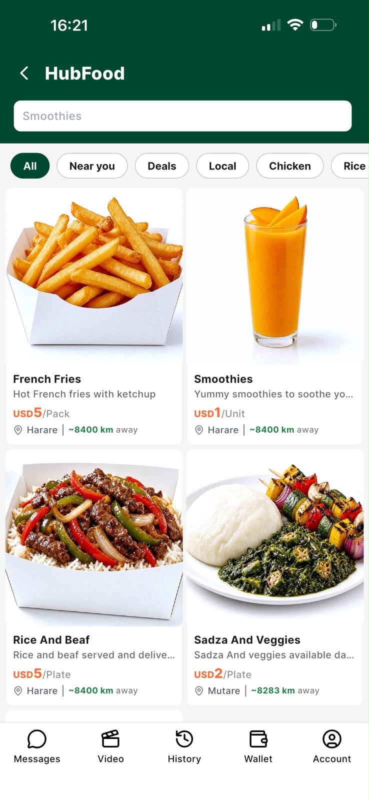 HubFood menu with meals ready to order