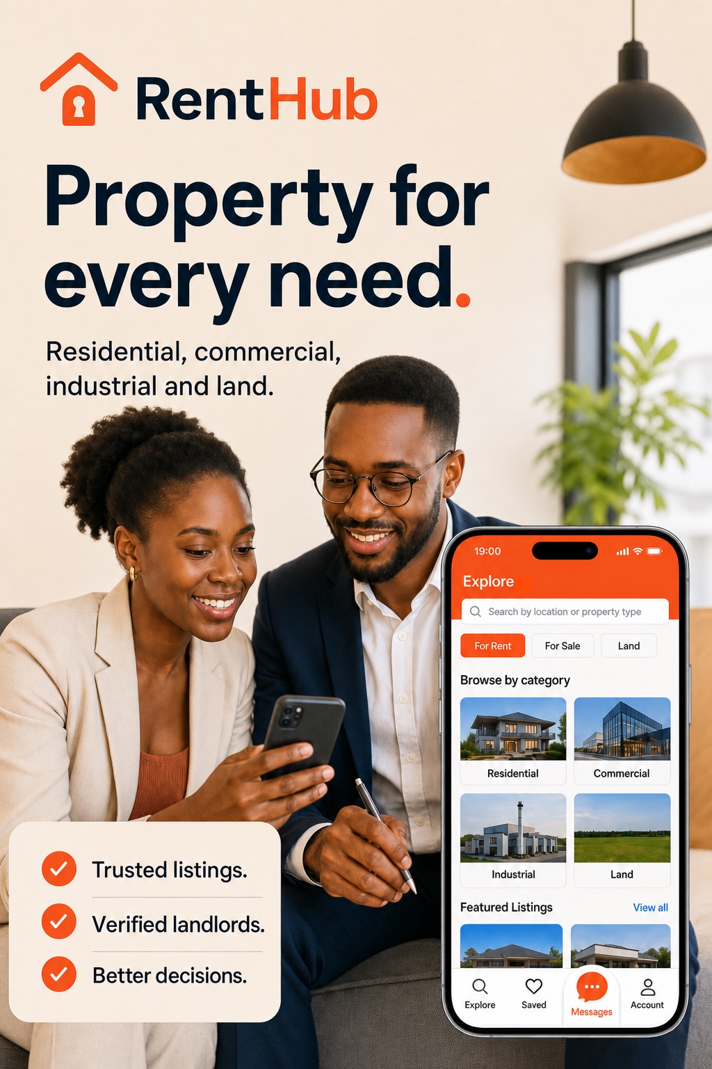 RentHub lifestyle filters on a phone